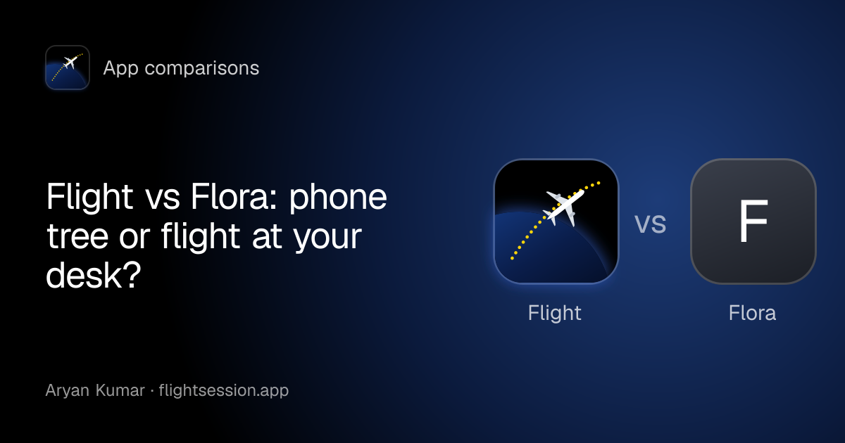 The Flight app mark beside Flora: the cover of “Flight vs Flora: phone tree or flight at your desk?”