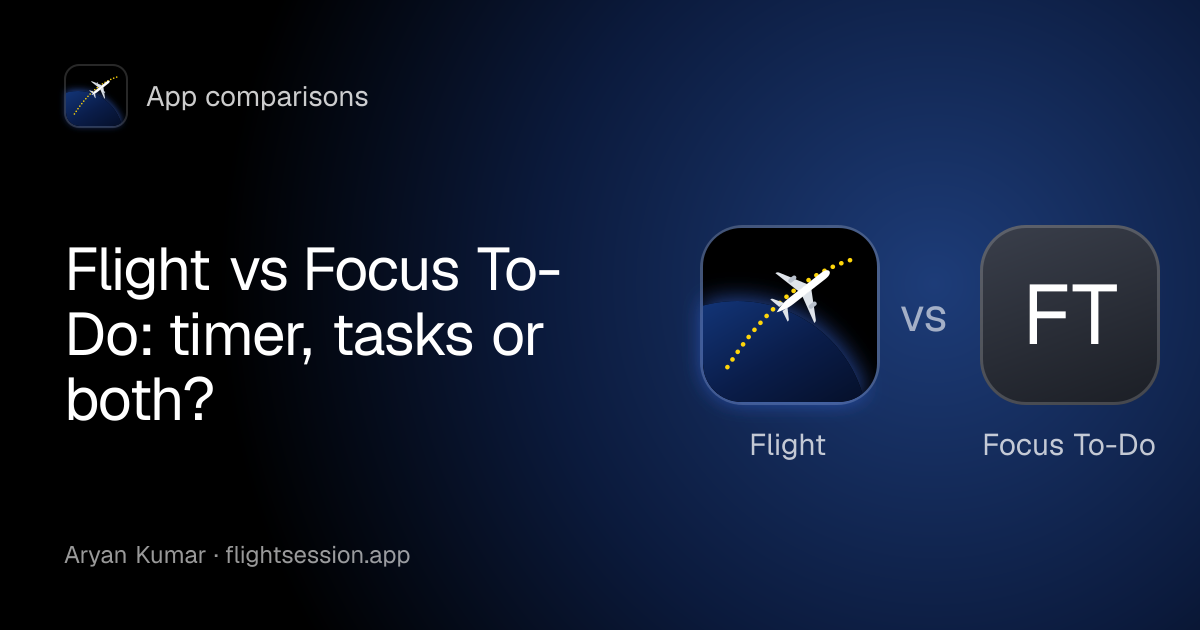 The Flight app mark beside Focus To-Do: the cover of “Flight vs Focus To-Do: timer, tasks or both?”