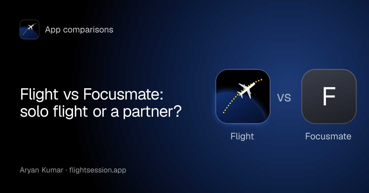 The Flight app mark beside Focusmate: the cover of “Flight vs Focusmate: solo flight or a partner?”