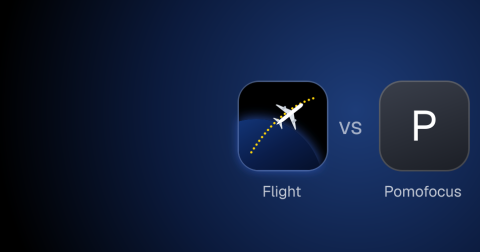 The Flight app mark beside Pomofocus: the cover of “Flight vs Pomofocus: two browser focus timers”