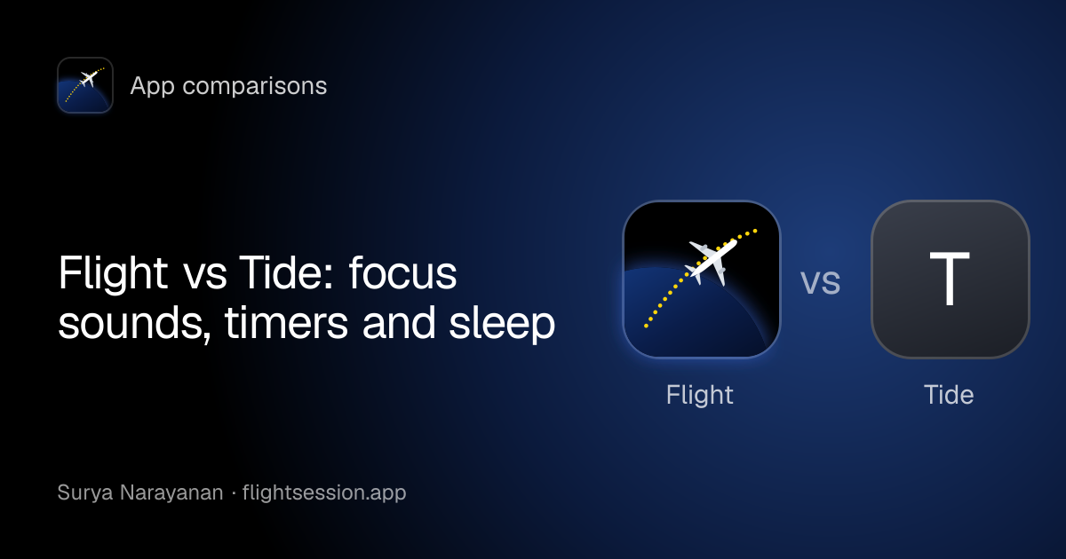 The Flight app mark beside Tide: the cover of “Flight vs Tide: focus sounds, timers and sleep”