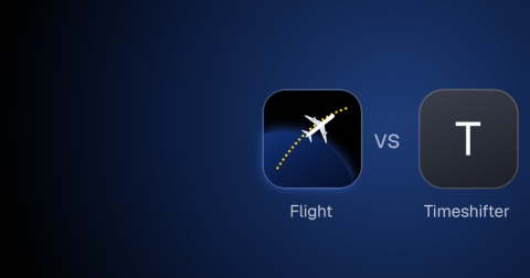 The Flight app mark beside Timeshifter: the cover of “Our jet lag calculator vs Timeshifter”